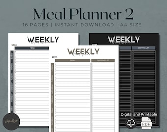 Digital Meal Planner | Weekly Meal Planner | Menu Planner | Meal Plan Template | Meal Prep Planner | Meal Planning | Daily Meal Planner