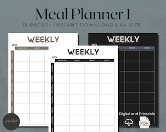 Digital Meal Planner | Weekly Meal Planner | Menu Planner | Meal Plan Template | Meal Prep Planner | Meal Planning | Daily Meal Planner