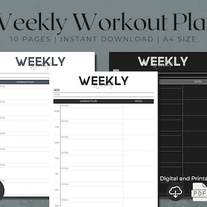 Weekly Workout Planner | Weekly Workout Log | Weekly Fitness | Exercise Planner | Workout Schedule | Weekly Schedule | Weekly Fitness Plan