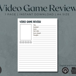 Digital Video Game Tracker | Video Game Review | Game Review Template | Printable Game Review | Game Accessories | Video Gamer Gifts