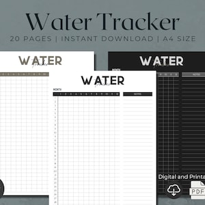 Digital Water Tracker | Hydration Tracker | Water Intake Tracker | Daily Water Tracker | Water Bottle Tracker | Health Tracker | Water Log