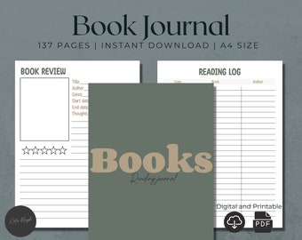 Digital Book Journal | Reading Journal | Reading Planner Inserts | Reading Journal Layout | Book Journal Goodnotes | Reading List Digital