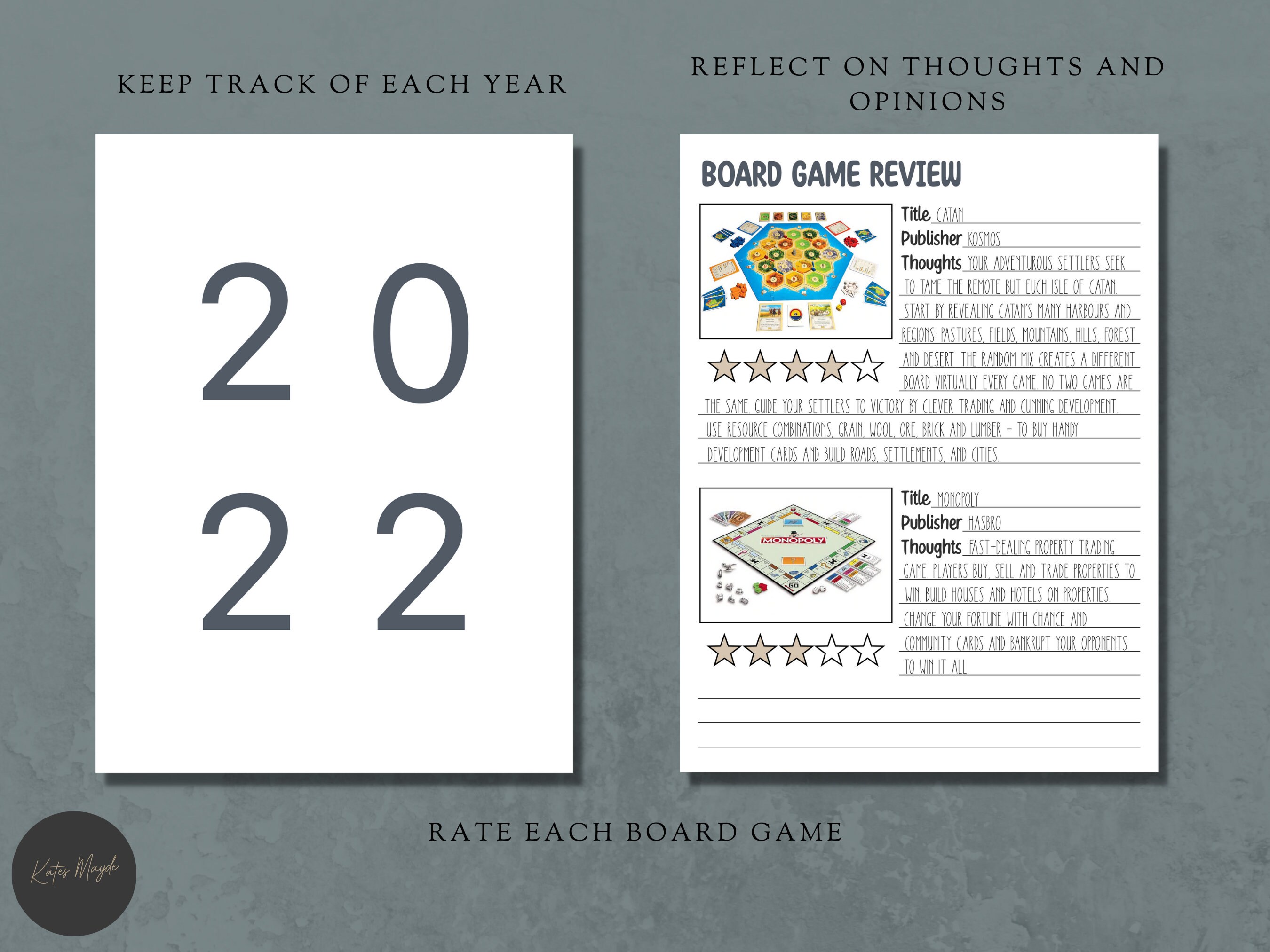 Digital Board Game Journal Board Game Accessory Board Etsy