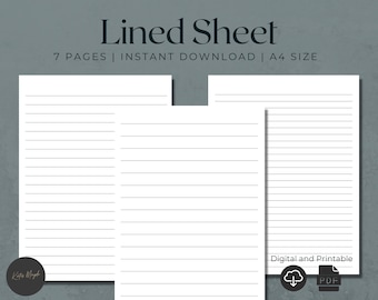 Digital Lined Sheet | Printable Stationary | Lined Writing Paper | Letter Writing Paper | Journal Pages | Digital Lined Sheet | Junk Journal