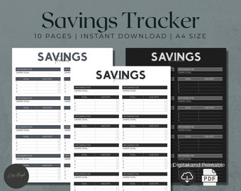 Digital Savings Tracker | Savings Challenge | Savings Printable | Finance Tracker | Savings Goal | Monthly Savings | Goal Tracker