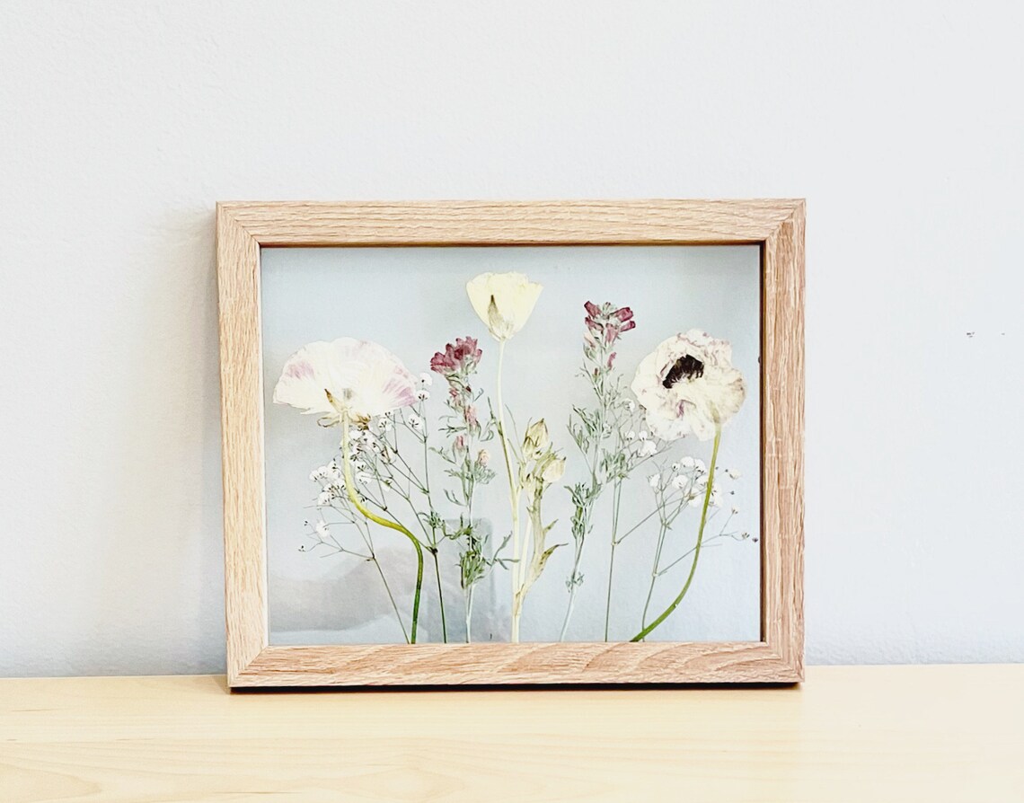 CUSTOM Pressed Flowers in Floating Glass Frame Wood Frame Etsy