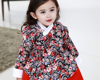 Floral Hanbok - Korean Traditional Costume, Age 2-3
