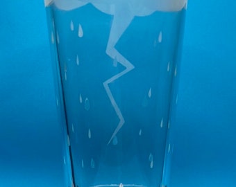 Lightning Storm Pint Glass // Etched Glass // Unique Barware