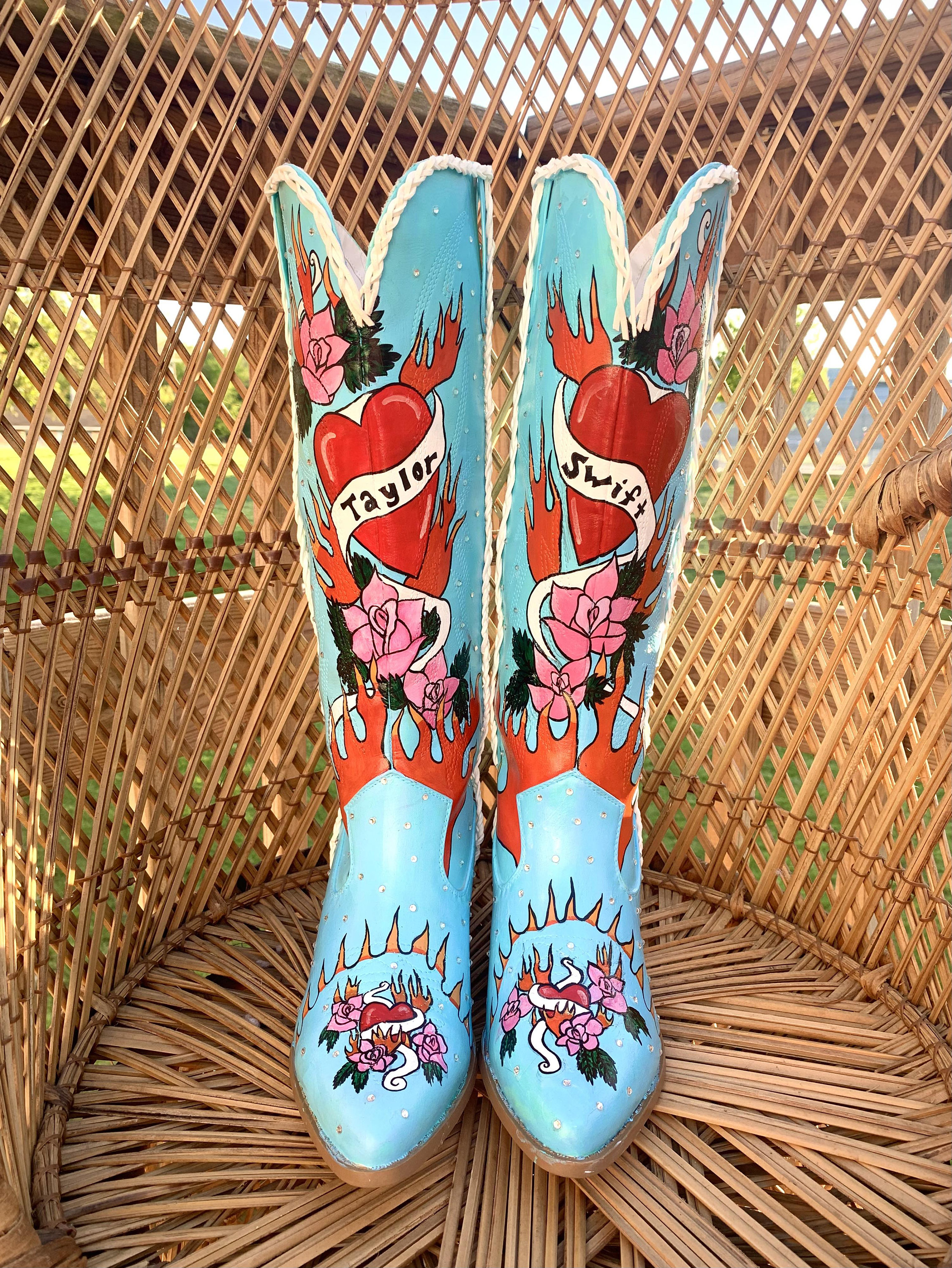 Gorgeous One of a kind Hand Painted Personalized designs on boots