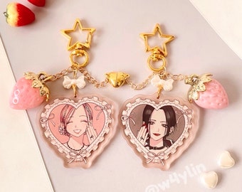 handmade nana + hachi matching magnet heart keychains (PREORDER)