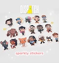 dispatch sparkly waterproof stickers product logo
