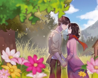 cabin life: eren x mikasa print (AR filter included)