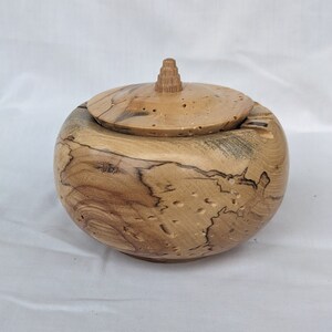 Kentucky proud, small spalted maple wood bowl with lid