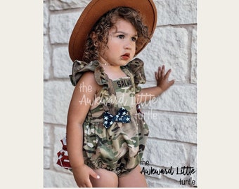 Military Romper, Military Clothing, Army, Air Force, Deployment, Baby Outfit, Military Gifts, Baby Homecoming Outfit, Camo Romper, Military