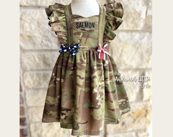 Military Dress, Military, Army, Air Force, Deployment, Homecoming Outfit, Military Gifts, Baby Homecoming Outfit, Camo Dress, Girl's Dress
