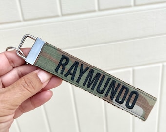 Name Tape Keychain, Army Keychain, Wristlet, Military Gift, Personalized Military Tag, Coast Guard, Marine, Air Force, Key Fob, Camo Key Fob
