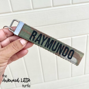 Name Tape Keychain, Army Keychain, Wristlet, Military Gift, Personalized Military Tag, Coast Guard, Marine, Air Force, Key Fob, Camo Key Fob
