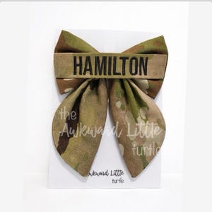 Name Tape Fable Bow, Military Bow, Hair Accessories, Marine Bow, Army, Baby Bow, OCP Bow, Handmade, Deployment Homecoming, Embroidery Bow Army OCP