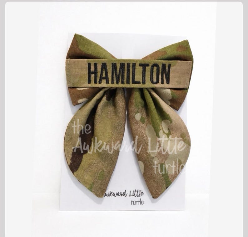 Name Tape Fable Bow, Military Bow, Hair Accessories, Marine Bow, Army, Baby Bow, OCP Bow, Handmade, Deployment Homecoming, Embroidery Bow Army OCP