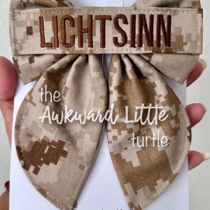 Name Tape Fable Bow, Military Bow, Hair Accessories, Marine Bow, Army, Baby Bow, OCP Bow, Handmade, Deployment Homecoming, Embroidery Bow Marine Desert Camo