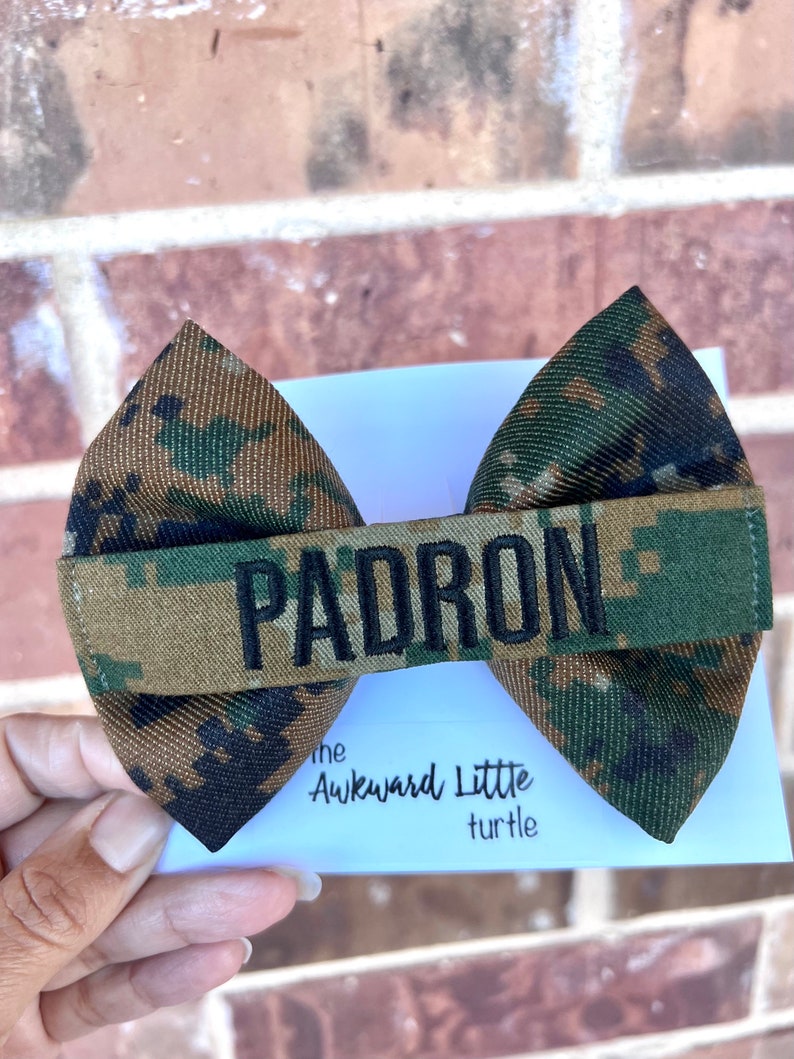 Army Name Tape Bow, Military Bow, Personalized, Air Force Bow, Hair Accessories, OCP, Baby Bow, Handmade, Army Bow, Memorial Day, Marine Marine MARPAT
