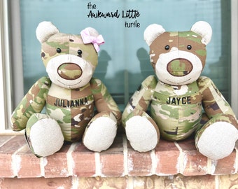 Military Bear, Keepsake Bears, Deployment stuffed animal, Army Bear, Uniform Bear, Memorial Stuffed Bear, Marine Uniform Bear, Army Plushie