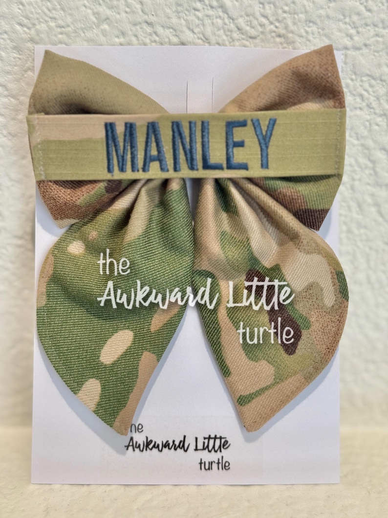 Name Tape Fable Bow, Military Bow, Hair Accessories, Marine Bow, Army, Baby Bow, OCP Bow, Handmade, Deployment Homecoming, Embroidery Bow Space Force