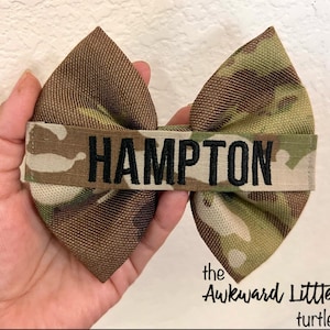 Army Name Tape Bow, Military Bow, Personalized, Air Force Bow, Hair Accessories, OCP, Baby Bow, Handmade, Army Bow, Memorial Day, Marine Army OCP