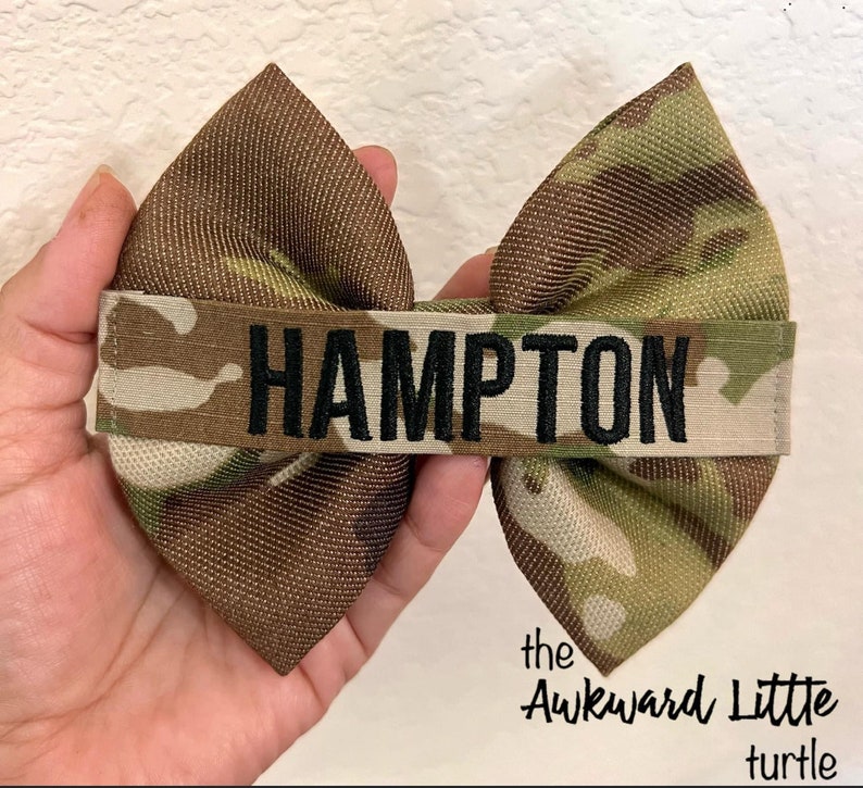 Army Name Tape Bow, Military Bow, Personalized, Air Force Bow, Hair Accessories, OCP, Baby Bow, Handmade, Army Bow, Memorial Day, Marine Army OCP