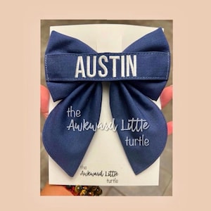 Name Tape Fable Bow, Military Bow, Hair Accessories, Marine Bow, Army, Baby Bow, OCP Bow, Handmade, Deployment Homecoming, Embroidery Bow Coast Guard ODU