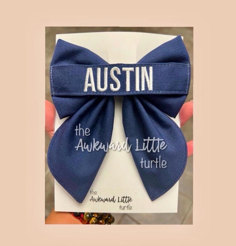 Name Tape Fable Bow, Military Bow, Hair Accessories, Marine Bow, Army, Baby Bow, OCP Bow, Handmade, Deployment Homecoming, Embroidery Bow Coast Guard ODU
