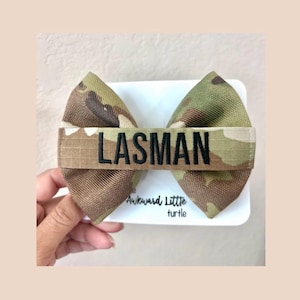 Army Name Tape Bow, Military Bow, Personalized, Air Force Bow, OCP, Baby Bow, Handmade, Army Bow, Memorial Day, Marine, Veterans Day Gift