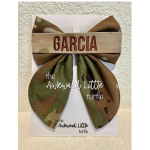 Name Tape Fable Bow, Military Bow, Hair Accessories, Marine Bow, Army, Baby Bow, OCP Bow, Handmade, Deployment Homecoming, Embroidery Bow Air Force OCP