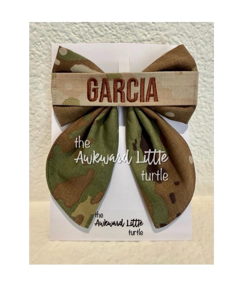 Name Tape Fable Bow, Military Bow, Hair Accessories, Marine Bow, Army, Baby Bow, OCP Bow, Handmade, Deployment Homecoming, Embroidery Bow Air Force OCP