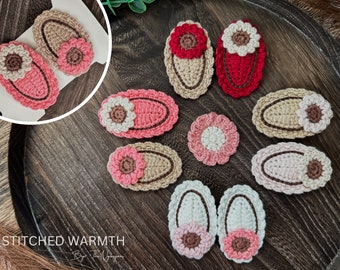Set of 2 crochet hair clips hand made Hair clips gift for baby and toddler Floral crochet hair clip  flower hair clip Crochet hair snap