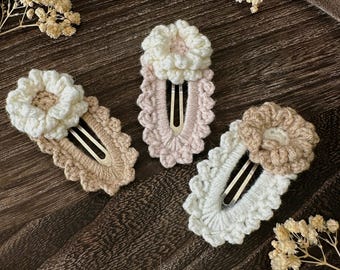Set of 3 hair clips crochet flower hair clips floral hair accessory charming hairpin for baby girl colorful crochet hair clips