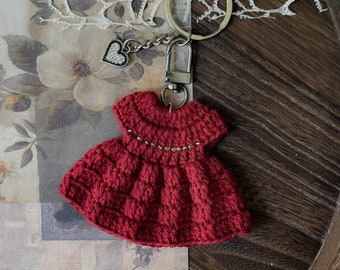 Girl Crochet Keychain Women Handmade Crochet Bag Charm for Purse