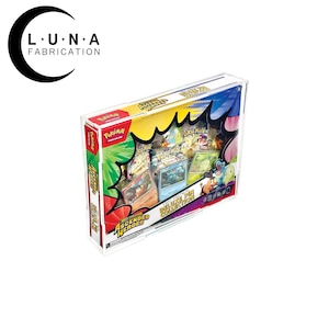 May include: A clear acrylic display case containing a "Deluxe Pin Collection" of "Ascended Heroes" Pokémon trading cards. The box has colorful graphics with the Pokémon logo and is set against a white background.