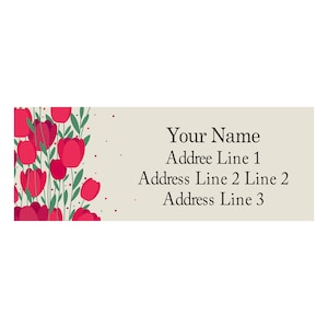 Lot de 30 étiquettes d'adresse personnalisées motif tulipes