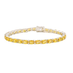 Yellow Sapphire Tennis Bracelet Oval Cut 10K/14K Gold Classic Gemstone Bracelet Elegant Birthstone Jewelry Gift for Her