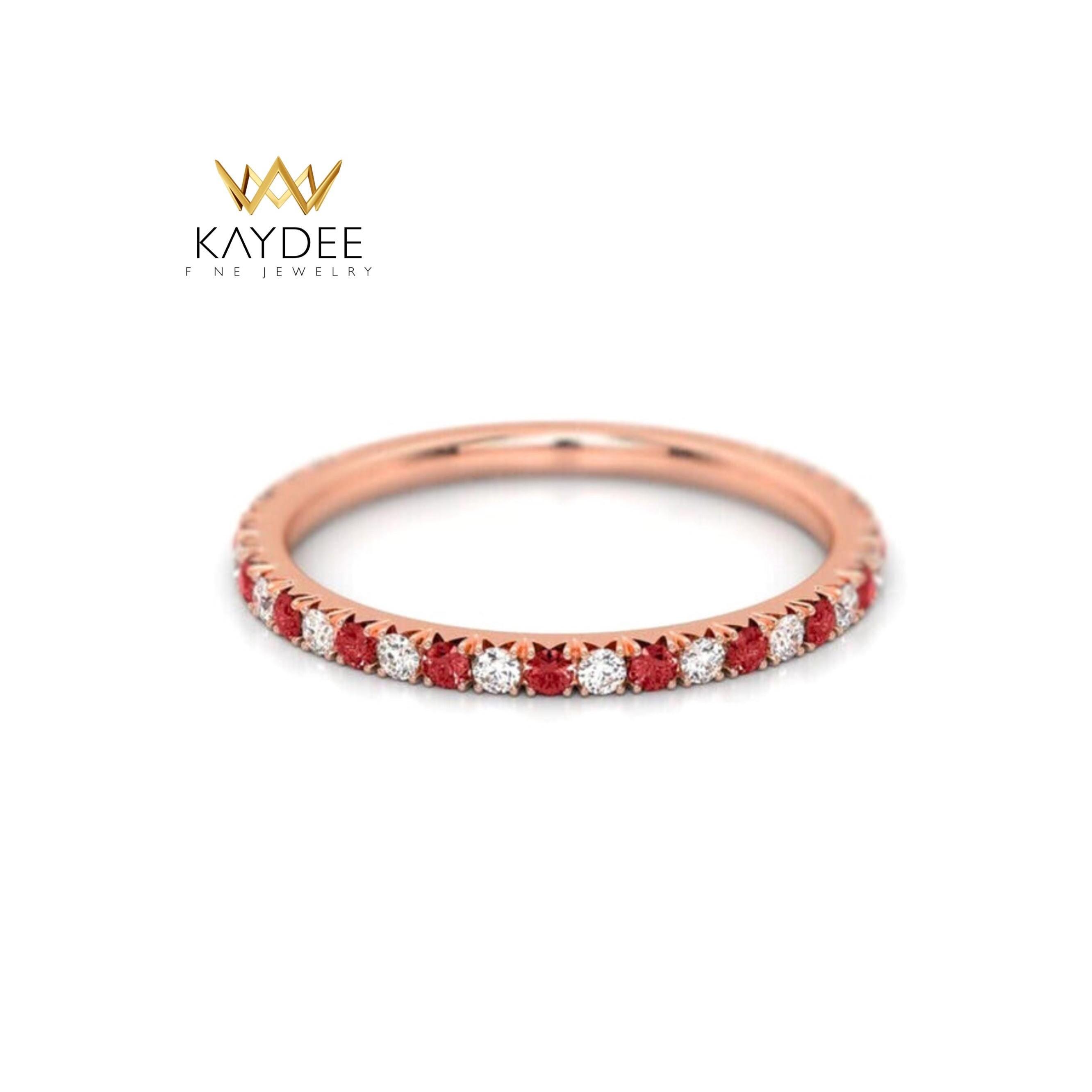 Ruby Wedding Band 14K Gold Eternity Ring July Birthstone Ruby Gold ...