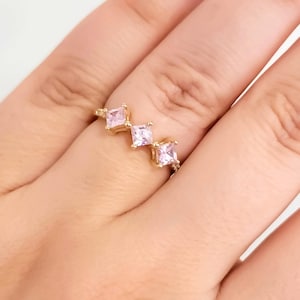 Pink Sapphire Ring / 14k Solid Gold Natural Genuine Pink Sapphire and Diamond Ring / Sapphire Jewelry, Birthstone Ring, Gift Idea For Grad