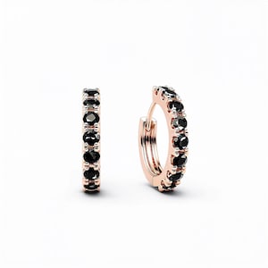 Gold Huggie Hoop Earrings Diamond Pair 10K/14K Solid Gold 12mm Small Hoops Gift for Her Champagne Blue Black White Diamond Huggie Earrings