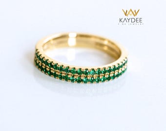 Genuine Emerald Ring, Minimalist Handmade Jewelry 14k Solid Gold Emerald Statement Ring, Anniversary Ring Gift For Her, Natural Emerald Ring