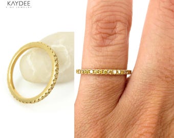 Yellow Sapphire Ring Yellow Sapphire Eternity Band Yellow Sapphire Wedding Band Stacking Band 14k Yellow Rose White Gold