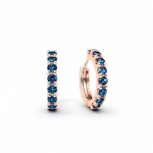 Gold Huggie Hoop Earrings Diamond Pair 10K/14K Solid Gold 15mm Small Hoops Gift for Her Champagne Blue Black White Diamond Huggie Earrings