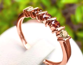 Natural Brown Diamond Ring Champagne Diamond Band Twisted Bar Gold Ring Unique Diamond Jewelry Wedding Ring for Women Gift