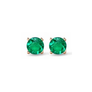 Natural Ruby Solitaire Stud Earrings 14K Gold Minimalist  Blue Sapphire Earrings Gift for Her Classic Emerald Gemstone Jewelry