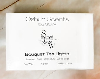Scented Soy Wax Tealight Candles, UK Handmade Vegan Friendly Gift Idea, Oshun Scents Hand Poured Tea Lights, Cotton Wick, Gift Set