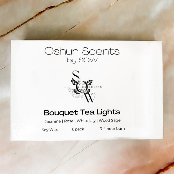 Scented Soy Wax Tealight Candles, UK Handmade Vegan Friendly Gift Idea, Oshun Scents Hand Poured Tea Lights, Cotton Wick, Gift Set